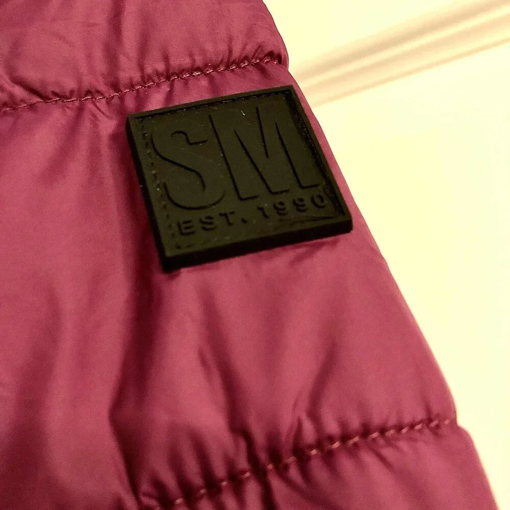 NWT STEVE MADDEN Packable Hooded Puffer Jacket Berry S